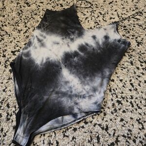 Gaze Black and White Tie-Dye Bodysuit